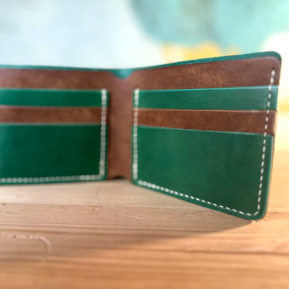 Two-Tone Bifold Wallet - Green Buttero