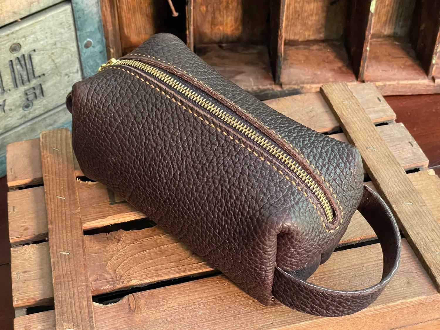 Mini Toiletries Bag, Shrunken Bison - Made to Order