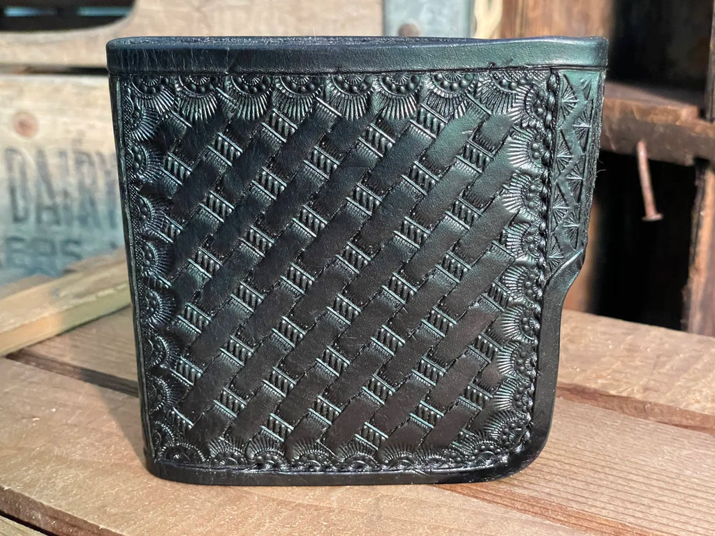Snap Bifold Wallet, Black Basketweave - Made to Order