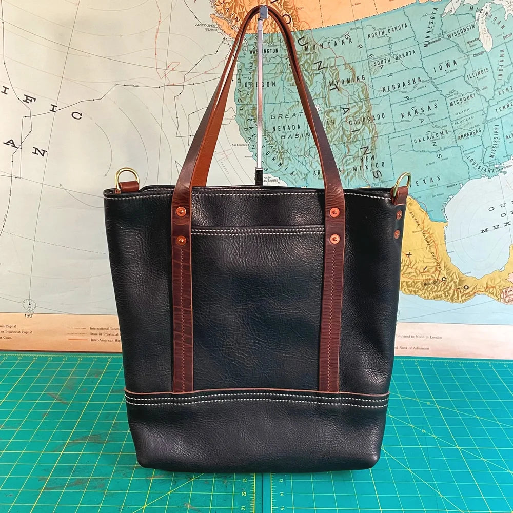 The Paradox Tote - Black Tumbled Cowhide