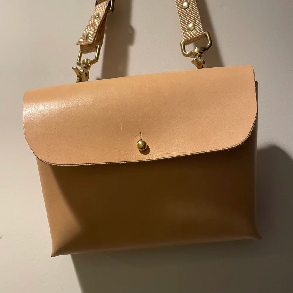 One Love Crossbody - Natural Veg, Sam Browne Closure