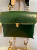 One Love Crossbody - Green Buttero, Brass Tuck Lock Closure