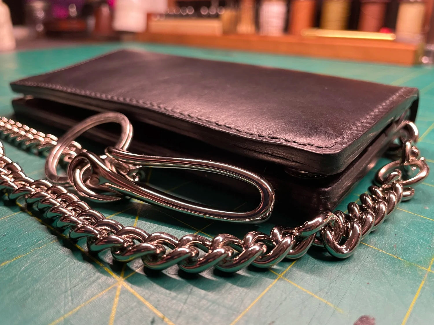 Biker Chain Long Wallet, Nickel Hardware