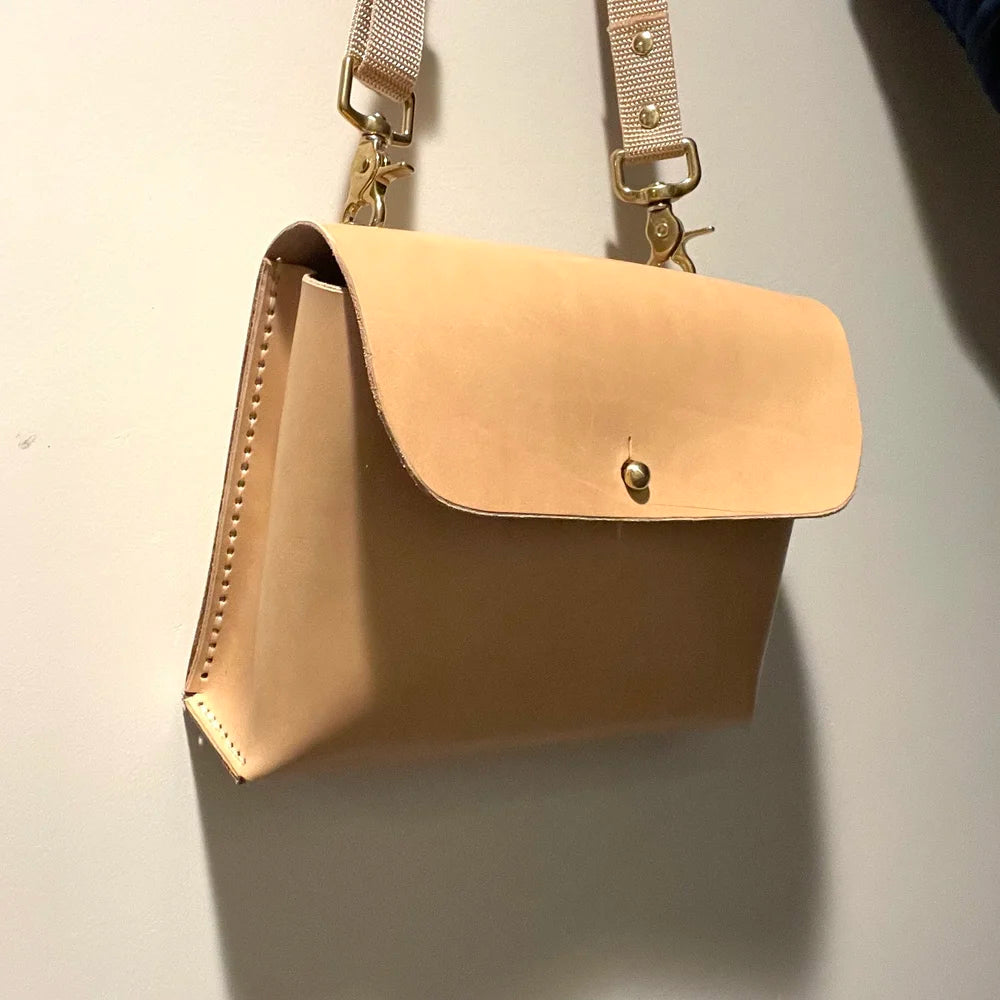 One Love Crossbody - Natural Veg, Sam Browne Closure